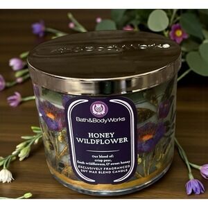 Bath & Body Works Three Wick Candle Sweet Honey Wildflower Pear Wildflowers Gift